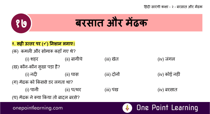 Sarangi Hindi Book Class 2 Chapter 17 Barsat aur Mendhak