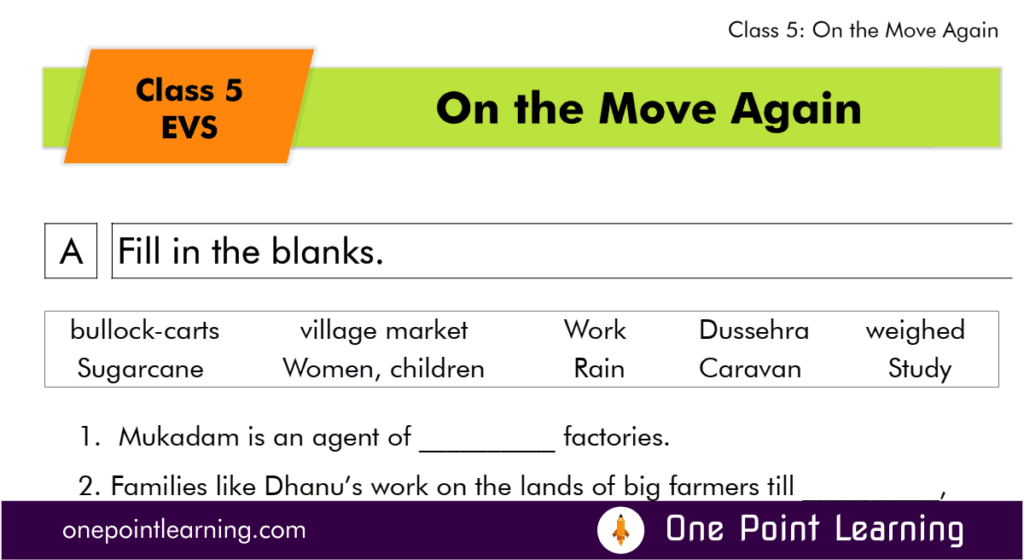 Class 5 EVS Chapter 22 On the Move Again Question answer