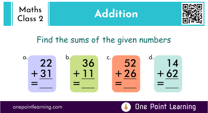 Addition worksheet for class 2 with answers