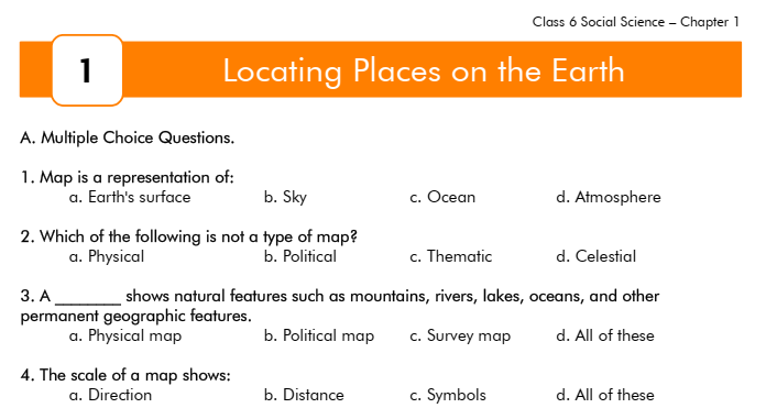 Social Science Worksheets for Class 6 with answers